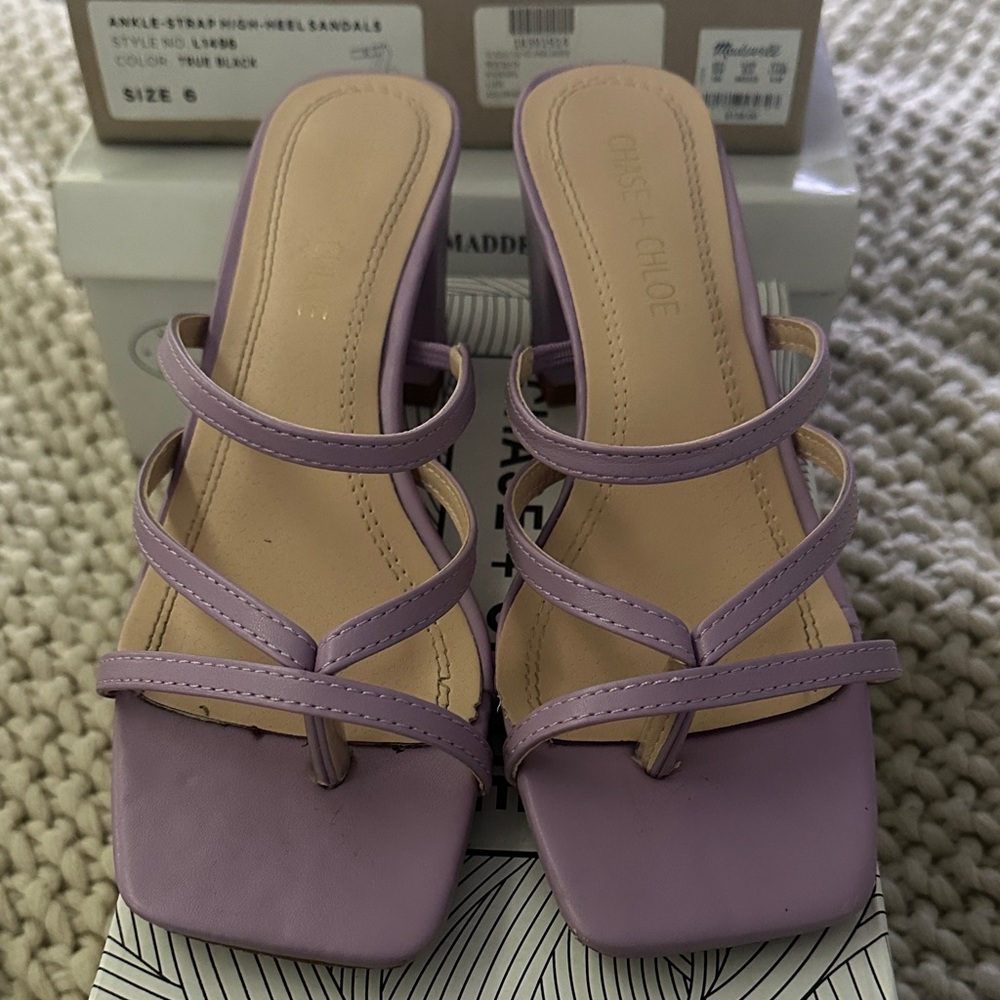 Chase + Chloe Light purple Multi-Strap Square-Toe Heeled sandal